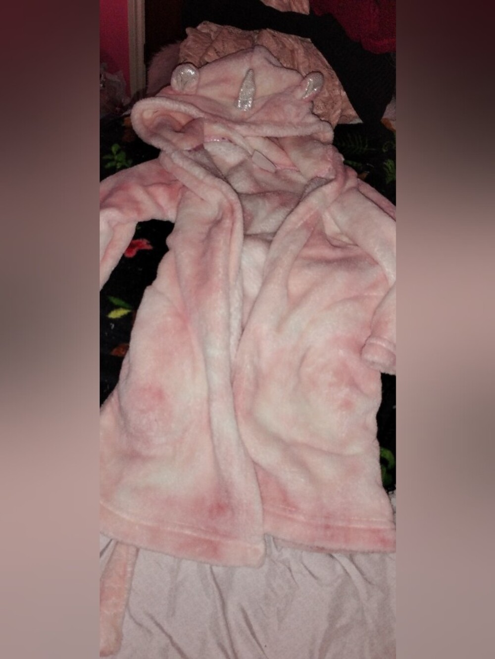 Gap Girls' Toddler Soft Pink Plush Unicorn Hooded Robe with Sparkle Horn